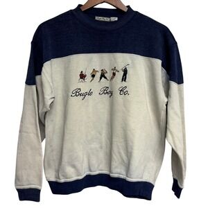 VTG Bugle Boy Crewneck Sweatshirt Color Block Sports Embroidered Distressed M/L